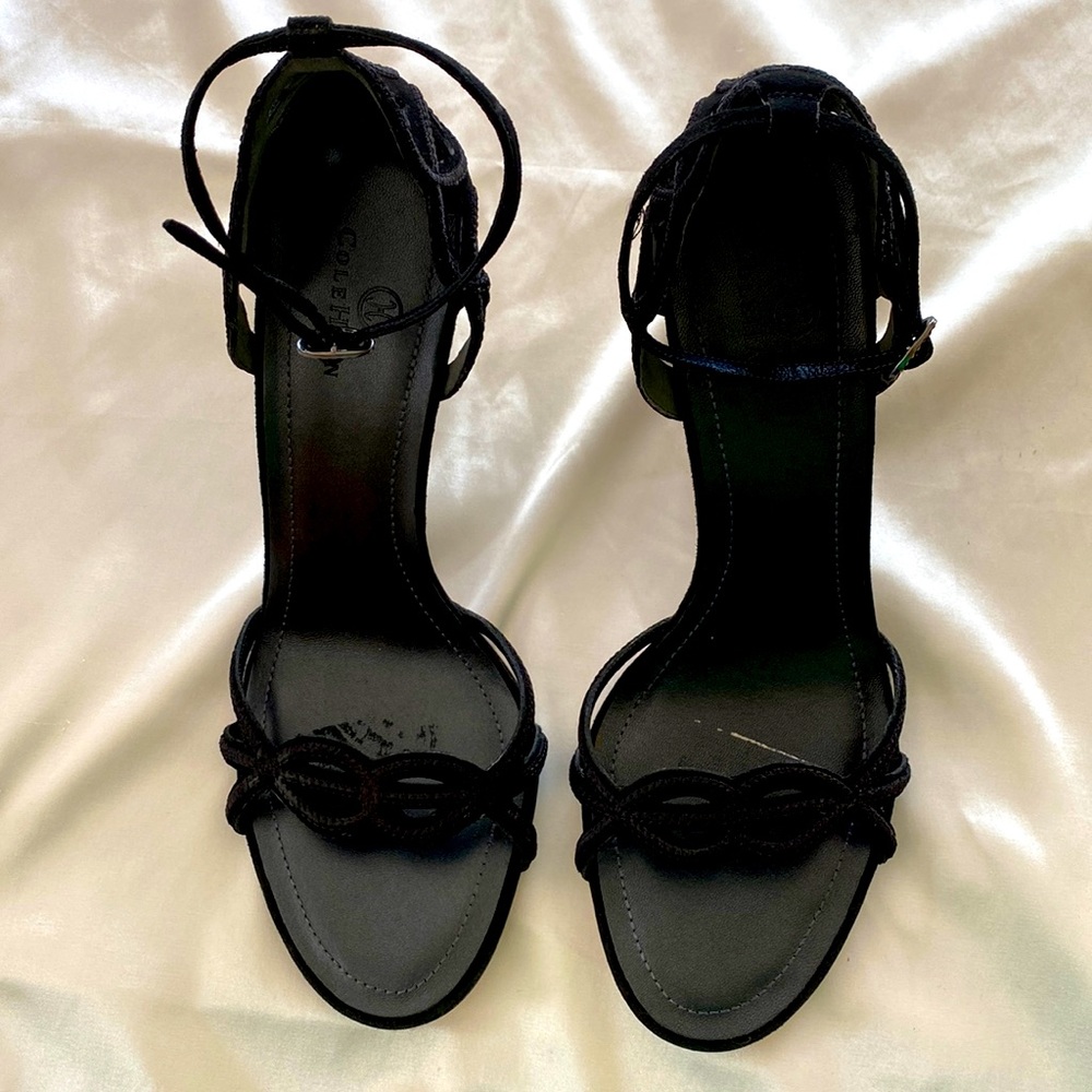 Cole Haan size 10B, 3 1/2 inch black suede sandals, NWOT